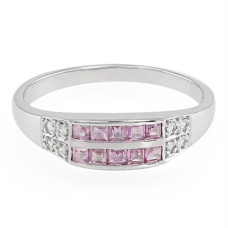 Zilveren ring met Ceylon roze saffieren