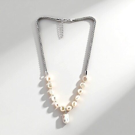 Collier en argent et Perle blanche de culture d'eau douce (TPC)