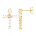 Zilveren oorbellen met Padparadscha saffieren