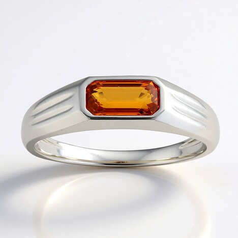 Anello da uomo in oro con Zaffiro Arancione Ban Ka Cha