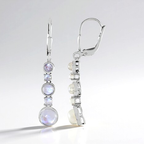 Boucles d'oreilles en argent et Pierre de lune bleue (KM by Juwelo)
