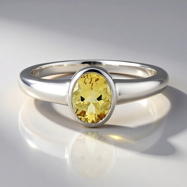 Yellow Beryl Silver Ring