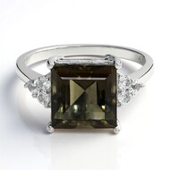 Bague en argent et Quartz fumé