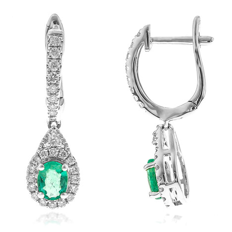 Boucles d'oreilles en or et Emeraude de Zambie AAA (CIRARI)