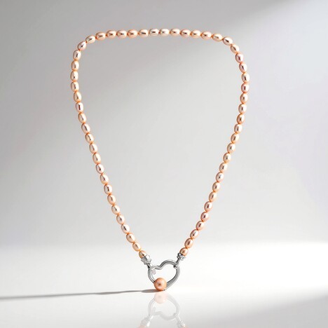 Collier en argent et Perle de culture d'eau douce rose