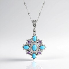 Collar en plata con Turquesa bella durmiente