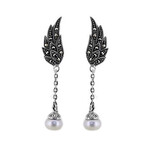 Silberfarbene Süßwasserzuchtperlen-Silberohrringe