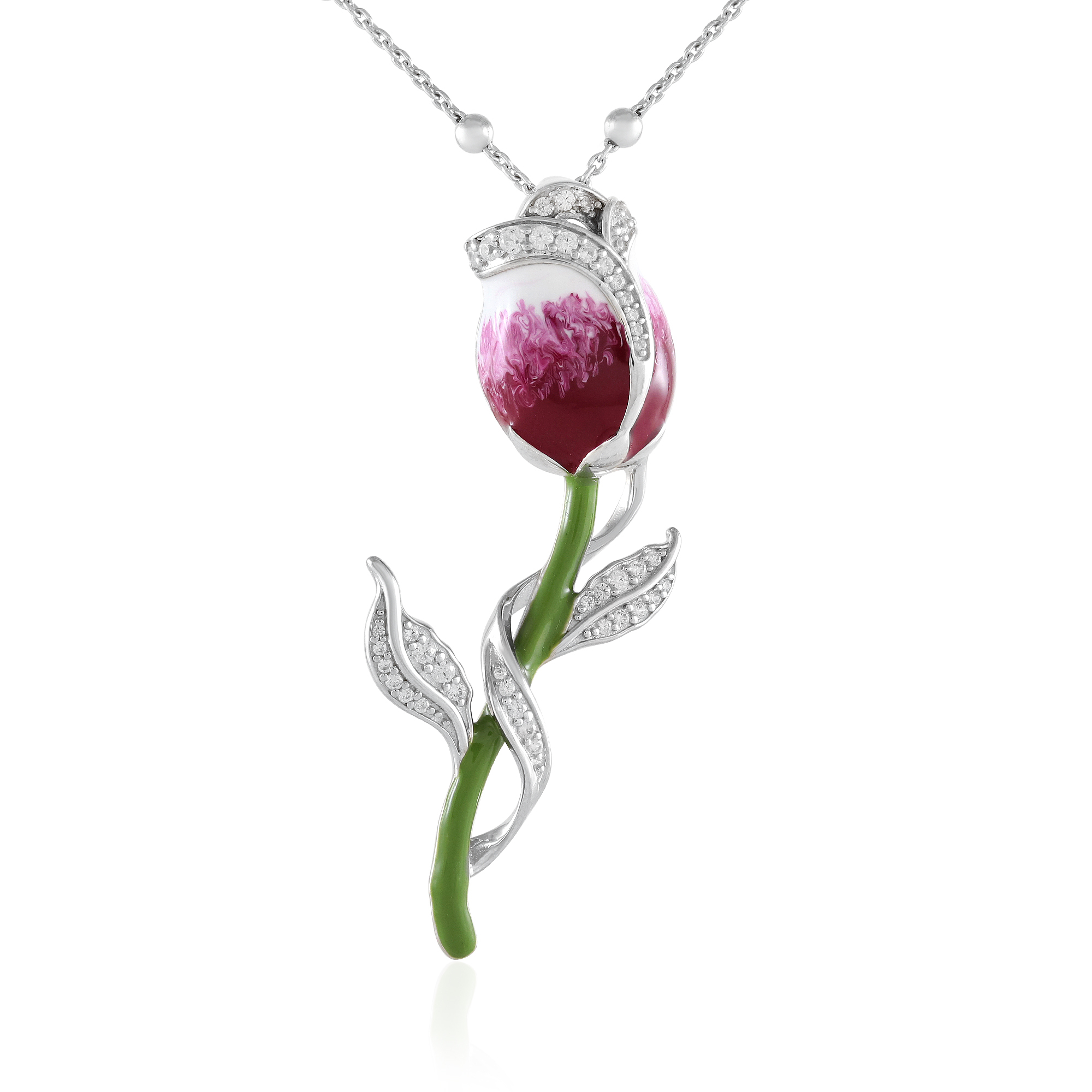 ALOV Collana Argento 925 Con Ciondolo Ama La Pace E Zirconi, Catena 45 Cm