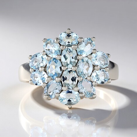 Bague en argent et Aigue-marine du Brésil