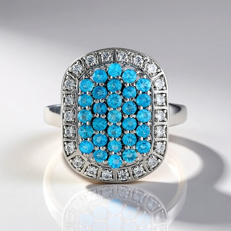 Anello in argento con Apatite Blu Neon