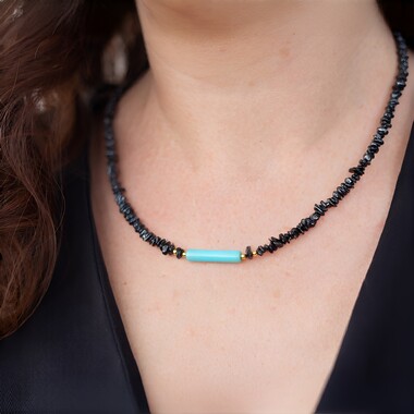 Collana in argento con Amazzonite (Riya)