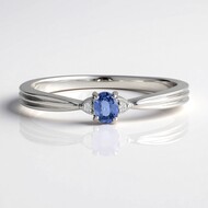 Anillo en plata con Zafiro azul Ceylon