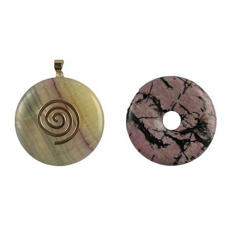 Donutset Rhodonit und Gelber Fluorit