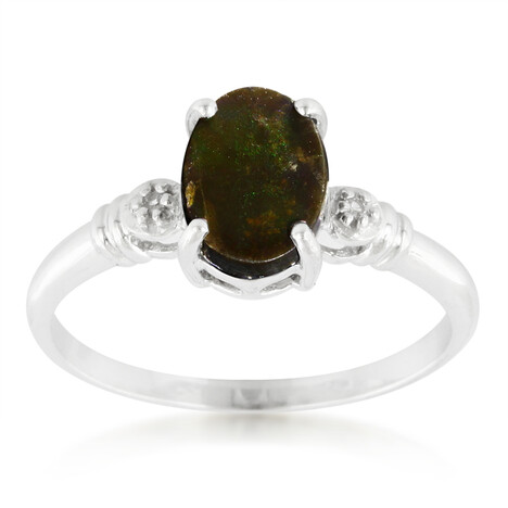 Ammolite Silver Ring