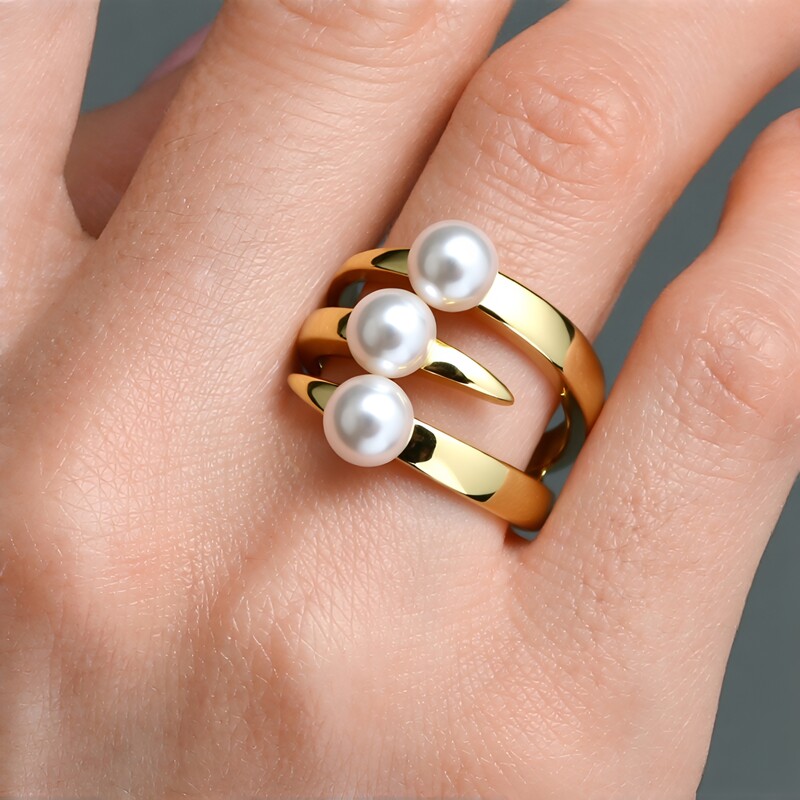 Weiße Süßwasserzuchtperlen-Silberring (TPC)