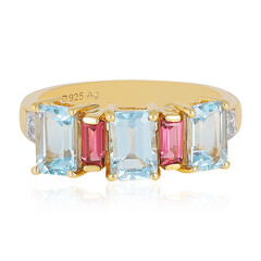 Zilveren ring met hemel-blauwe topaasstenen