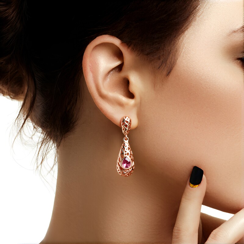 Pendientes en plata con Turmalina rosa de Nigeria (MONOSONO COLLECTION)