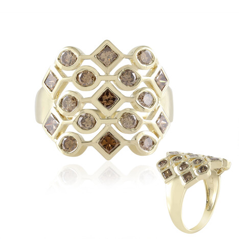 I2 Champagner-Diamant-Goldring (de Melo Gold)