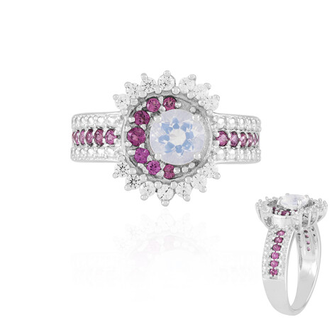 Anillo en plata con Cuarzo azul lunar