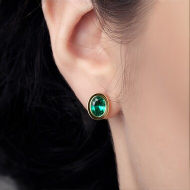 Boucles d'oreilles en argent et Emeraude de Zambie