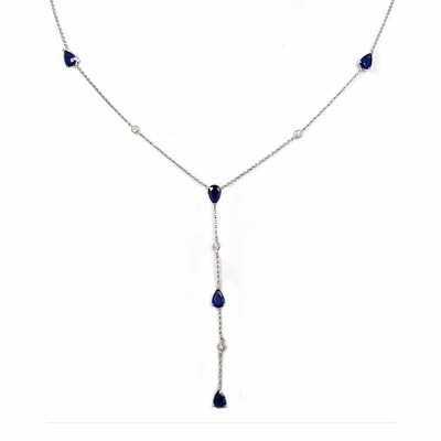 10K Ceylon Blue Sapphire Gold Necklace