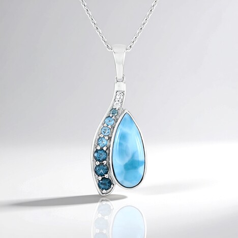 Collana in argento con Larimar (KM by Juwelo)