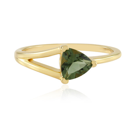 Zilveren ring met een moldaviet