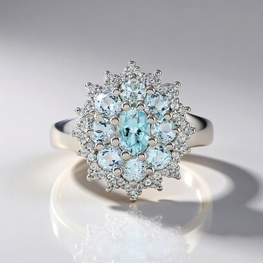 Anillo en plata con Aguamarina de Brasil