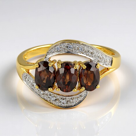 Anello placcato in oro con Zircone Cioccolato
