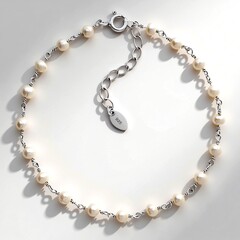 Bracciale in argento con Perla d'Acqua Dolce Bianca