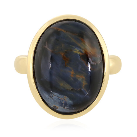 Anello placcato in oro con Pietersite