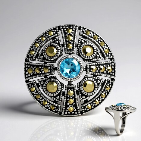 Anello in argento con Topazio Blu Svizzero (Annette classic)