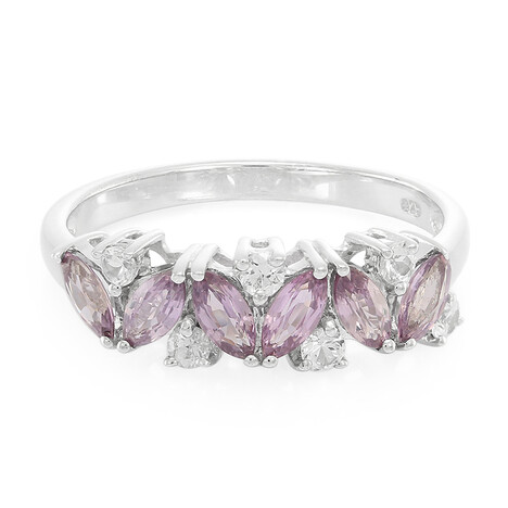 Nicht erhitzter Purpurfarbener Ceylon-Saphir-Silberring