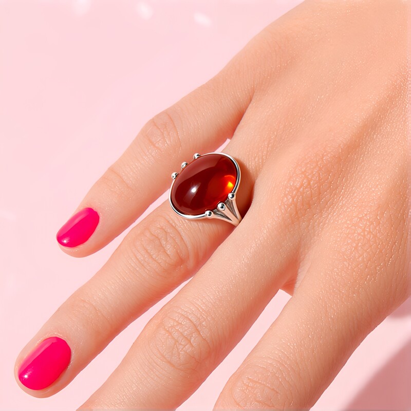 Anillo en plata con Cornalina (CUSTODANA)