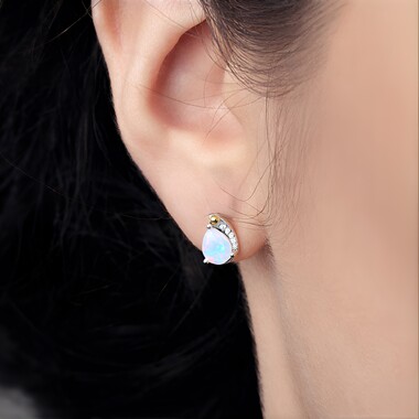 Welo-Opal-Silberohrringe mit Gold (Granulieren)