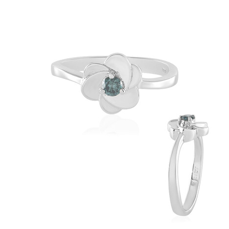 Blauer I2 Diamant-Silberring