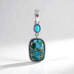Pendentif en argent et Turquoise bleue cuivrée de Mohave (Faszination Türkis)
