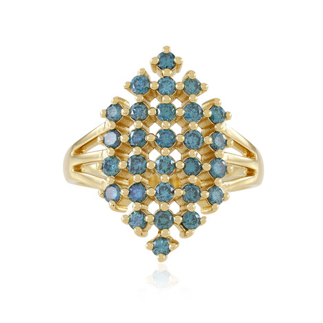Anillo en plata con Diamante azul I2