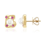 Gouden oorbellen met Akoya parels (Michelle Albala)