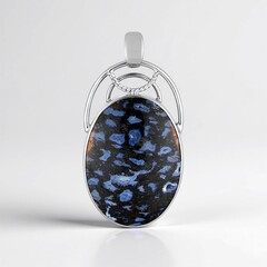 Ciondolo in argento con Legno di Palma pietrificato Jambi (Bali Barong)