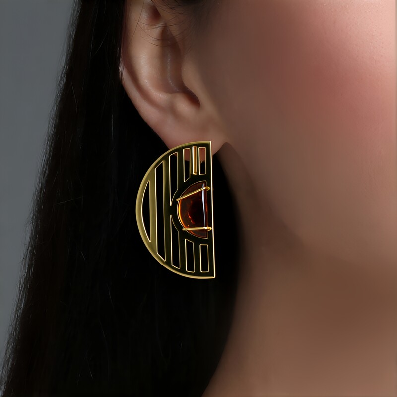 Zilveren oorbellen met cognac Baltische barnstenen (dagen)