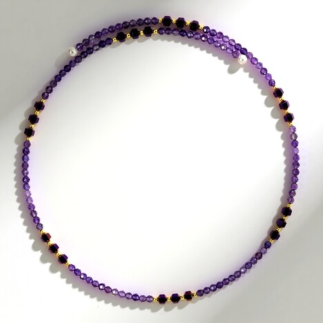 Collana rigida in acciaio con Ematite Porpora (Riya)