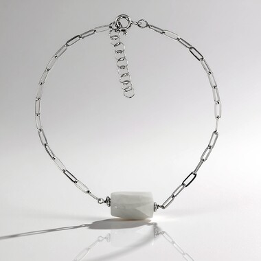 Brazalete en plata con Cuarzo rutilado negro (Joias do Paraíso)