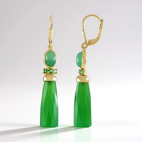 Boucles d'oreilles en argent et Calcédoine verte (KM by Juwelo)