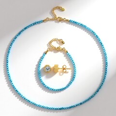 Parure in argento con Topazio Blu Cielo