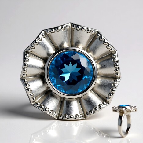Anello in argento con Topazio Blu Svizzero (Remy Rotenier)