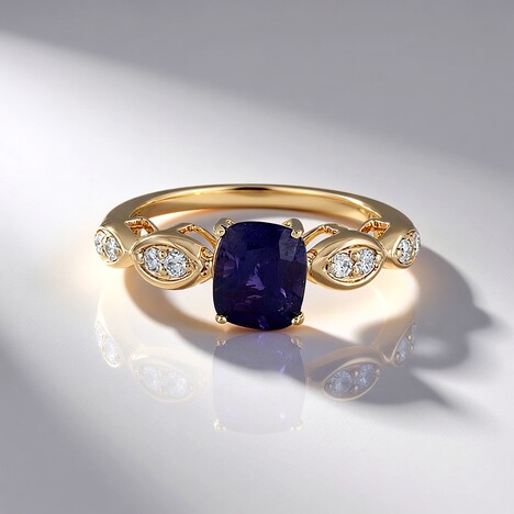Anello in oro con Zaffiro Luc Yen (non riscaldato) (AMAYANI)
