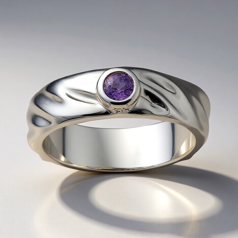Anello in argento con Zaffiro Ceylon Porpora (non riscaldato)