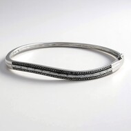 Schwarzer Diamant-Silberarmreif