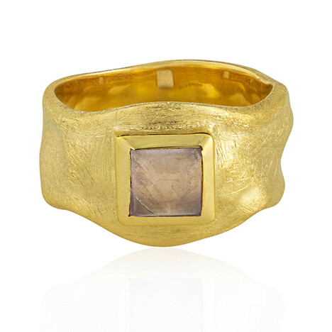 Anello placcato in oro con Quarzo Rosa (MONOSONO COLLECTION)